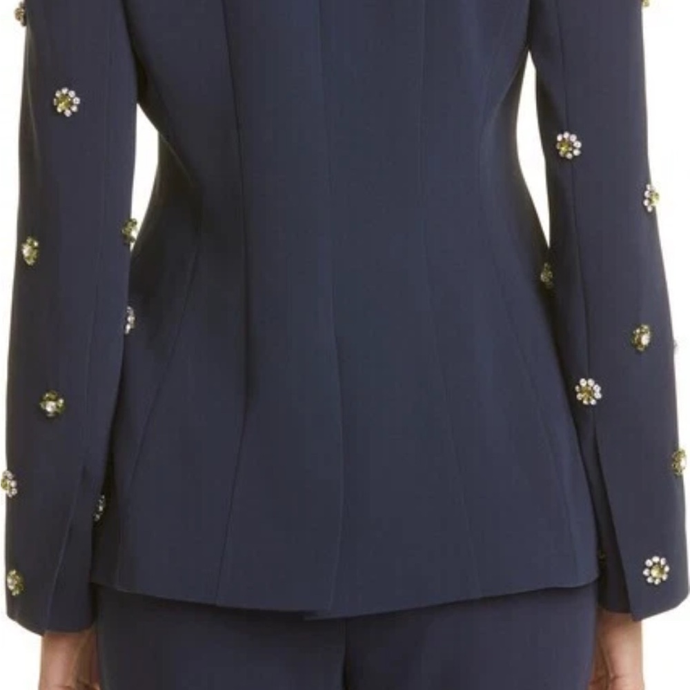 Cinq A Sept Cheyenne Rhinestone Flower Blazer in Navy size 6 - Picture 7 of 7